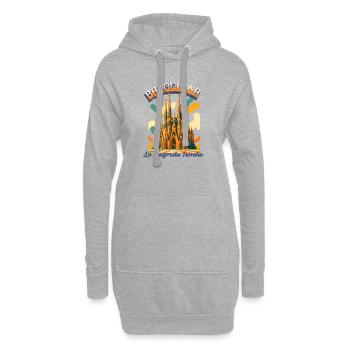 LA SAGRADA FAMILIA - Rêves rétro urbains de Barcelone - Sweat-shirt à capuche long Femme - gris chiné - Devant