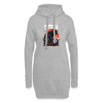 Catzilla Chat Japonais - Sweat-shirt à capuche long Femme - gris chiné - Devant