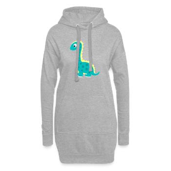 Kuscheliger Dinosaurier Glücksbringer - Hoodie-Kleid - Grau meliert - Vorne