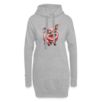 lustiges rosa pink Schwein :) - Hoodie-Kleid - Grau meliert - Vorne