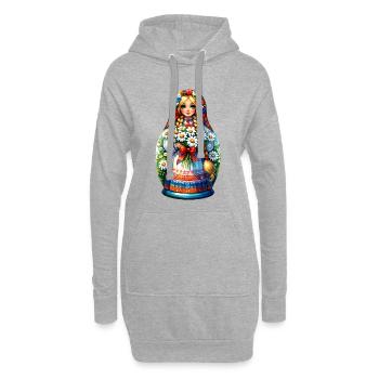 Matriochka en russe Matriochka Poupée Russe - Sweat-shirt à capuche long Femme - gris chiné - Devant