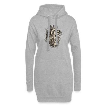 Anatomisches Herz des Bibliophilen - Hoodie-Kleid - Grau meliert - Vorne