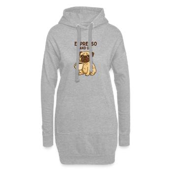 Espresso et Go Pug motif chien café design - Sweat-shirt à capuche long Femme - gris chiné - Devant