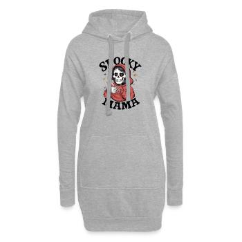 Femme squelette en hoodie rouge avec café - Sweat-shirt à capuche long Femme - gris chiné - Devant