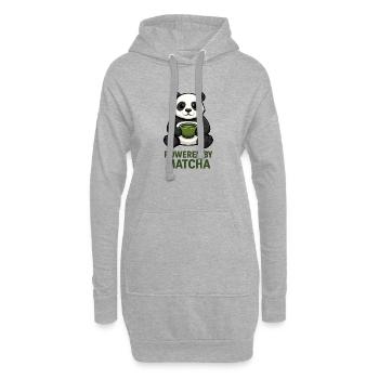 Panda mit Matcha-Becher - Hoodie-Kleid - Grau meliert - Vorne