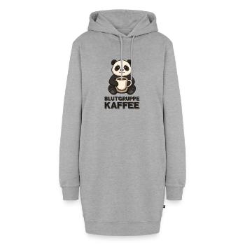 Blutgruppe Kaffee Panda Print Frühstück  - Hoodie-Kleid - Grau meliert - Vorne