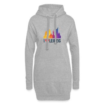 Leipzig Skyline Herzliebe - Hoodie-Kleid - Grau meliert - Vorne