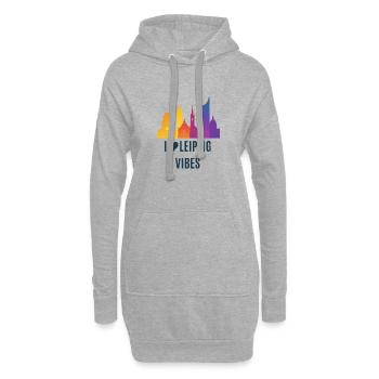 Leipzig Vibes Skyline Farbverlauf Stadt City  - Hoodie-Kleid - Grau meliert - Vorne