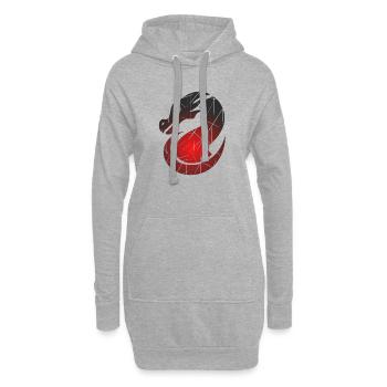 Dragon rouge avec texture fendue - Sweat-shirt à capuche long Femme - gris chiné - Devant