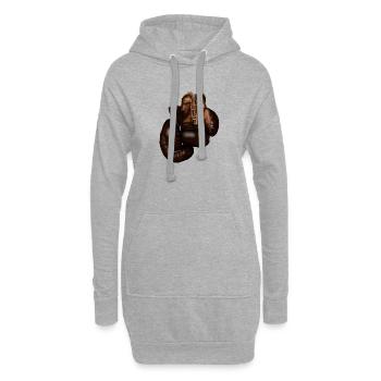 Dunkle Boxhandschuhe Lederdetail - Hoodie-Kleid - Grau meliert - Vorne