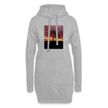 Bunte Sonnenaufgangshimmel einsame Baumsilhouette - Hoodie-Kleid - Grau meliert - Vorne