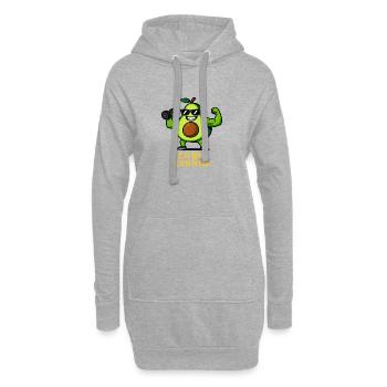 Hearty Avocado Muscle Hero Fitness Illustration - Hoodie Dress - heather grey - Front