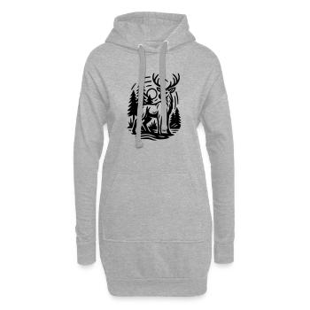 Cerf - Sweat-shirt à capuche long Femme - gris chiné - Devant