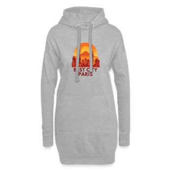 Beste Stadt Paris Skyline Sonnenuntergang - Hoodie-Kleid - Grau meliert - Vorne