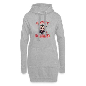 Halloween Vampire Dracula Citrouille Chauve-souris Effrayant - Sweat-shirt à capuche long Femme - gris chiné - Devant