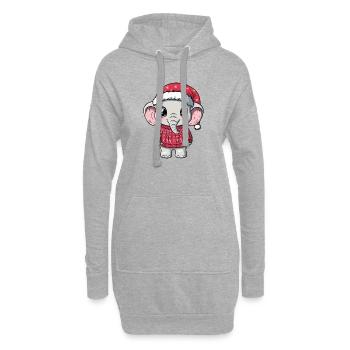 Noël des éléphants - Sweat-shirt à capuche long Femme - gris chiné - Devant