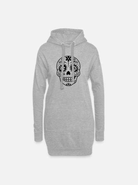 Sugar Skull | Día de los Muertos Design - Hoodie Dress - heather grey
