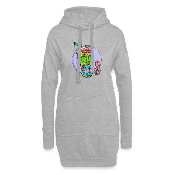 Neon Schädel mit Farbschock - Hoodie-Kleid - Grau meliert - Vorne
