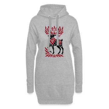Nordic Tribal Hirsch – Winter Wald Deko Design - Hoodie-Kleid - Grau meliert - Vorne