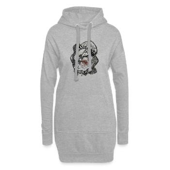 Schwarze Weiße Blütenspirale - Hoodie-Kleid - Grau meliert - Vorne