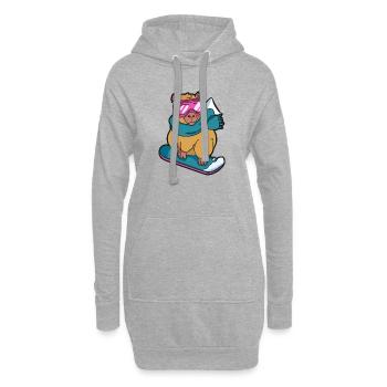 Cool Capybara Snowboard Winter Sport - Sweat-shirt à capuche long Femme - gris chiné - Devant