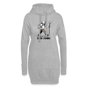 Pilger auf dem Jakobsweg - Hoodie-Kleid - Grau meliert - Vorne