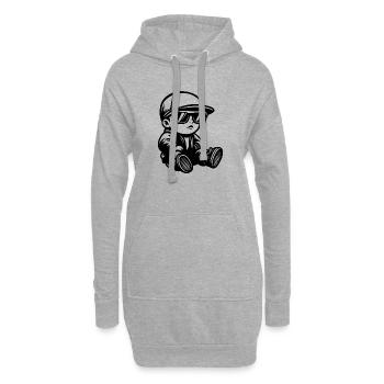 Baby mit Sonnenbrille und Cap Vorne - Hoodie-Kleid - Grau meliert - Vorne