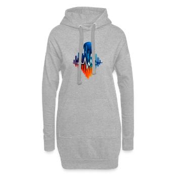 Portrait Musical Jazz et Fréquence Sonore - Sweat-shirt à capuche long Femme - gris chiné - Devant