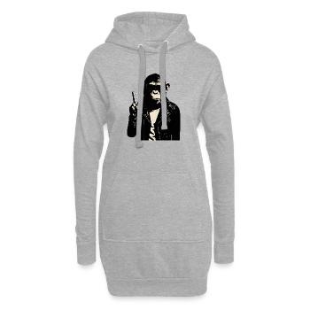 Schimpanse-Rebellen-Friedenszeichen-Leder - Hoodie-Kleid - Grau meliert - Vorne
