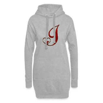 Monogramme en forme de Cœur en J en or rose - Sweat-shirt à capuche long Femme - gris chiné - Devant