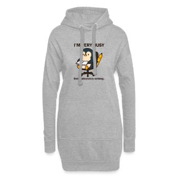 Très Occupé Penguin - Sweat-shirt à capuche long Femme - gris chiné - Devant