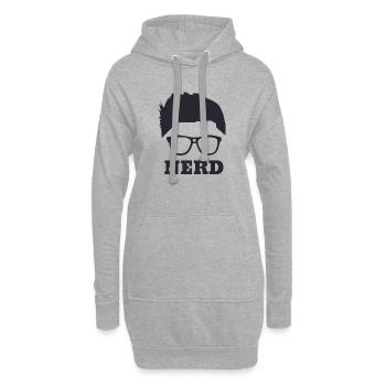 nerd - Sweat-shirt à capuche long Femme - gris chiné - Devant