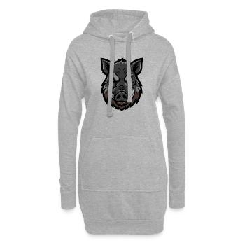 mascotte tête de sanglier, agressive - Sweat-shirt à capuche long Femme - gris chiné - Devant