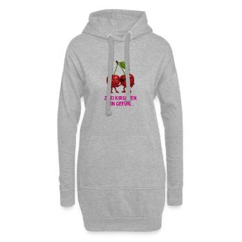 Zwei Kirschen, Ein Gefühl - Hoodie-Kleid - Grau meliert - Vorne