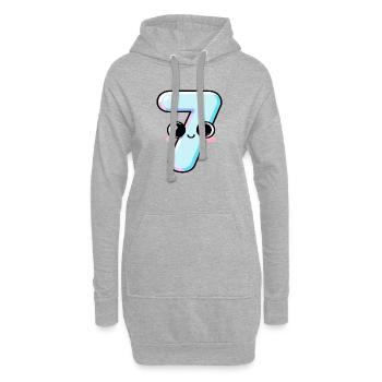 Nummer 7 Kawaii-Kuchen - Hoodie-Kleid - Grau meliert - Vorne