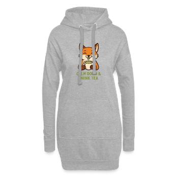 Fuchs entspannt Tee trinken - Hoodie-Kleid - Grau meliert - Vorne