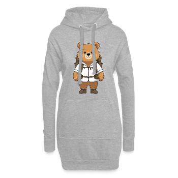 Ours d’aventure avec sac à dos - Sweat-shirt à capuche long Femme - gris chiné - Devant