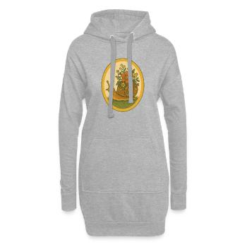 Escargot fleuri dans un cadre ovale vintage - Sweat-shirt à capuche long Femme - gris chiné - Devant