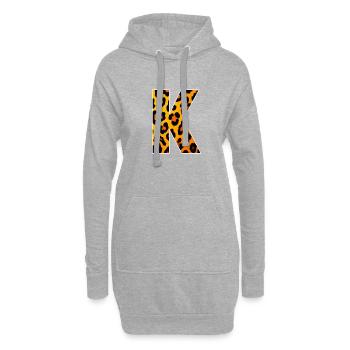 Lettre léopard K - Sweat-shirt à capuche long Femme - gris chiné - Devant