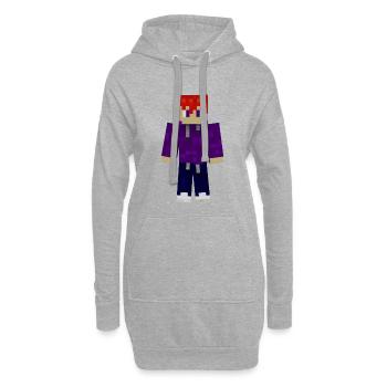 Peau de sweat à capuche Pixel violet - Sweat-shirt à capuche long Femme - gris chiné - Devant