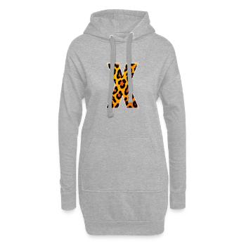 Motif Léopard X - Sweat-shirt à capuche long Femme - gris chiné - Devant