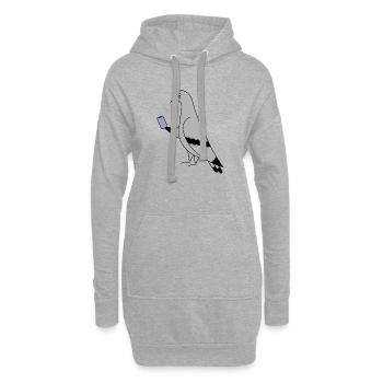 Pigeon Check Phone – Illustration minimale - Sweat-shirt à capuche long Femme - gris chiné - Devant