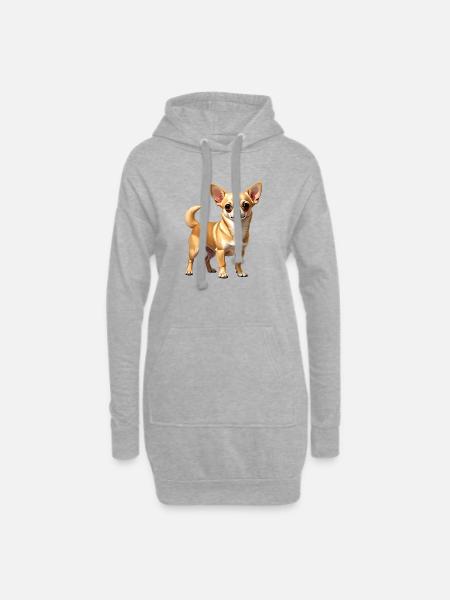 Fawn Chihuahua - Hoodie-Kleid - Grau meliert