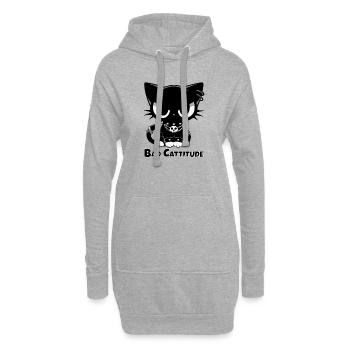 Bad Cattitude | Goth Katze mit Attitüde - Hoodie-Kleid - Grau meliert - Vorne