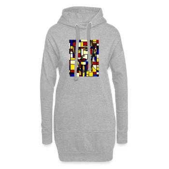 Mosaik mit Buntglasporträt - Hoodie-Kleid - Grau meliert - Vorne