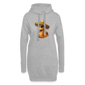 Kamel Lächeln mit Sombrero - Hoodie-Kleid - Grau meliert - Vorne