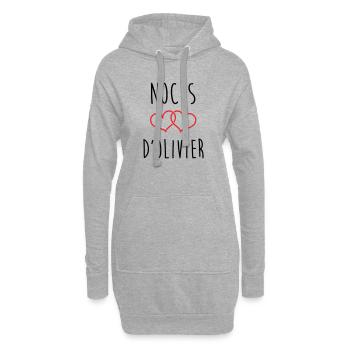 Noces d'Olivier 59 ans de mariage - Sweat-shirt à capuche long Femme - gris chiné - Devant
