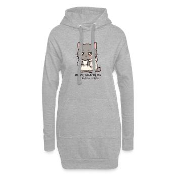Ne me parle pas avant Chat du café - Sweat-shirt à capuche long Femme - gris chiné - Devant