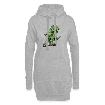 Dinosaurier-Roller T-Rex auf Scooter-Geschenken - Hoodie-Kleid - Grau meliert - Vorne