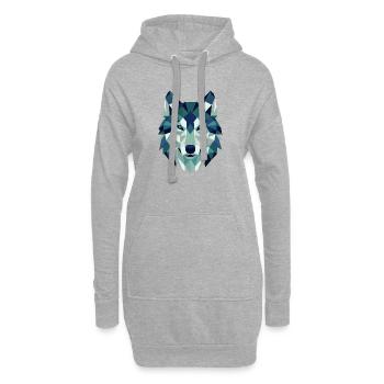 Géométrie des polygones Wolf Head - Sweat-shirt à capuche long Femme - gris chiné - Devant